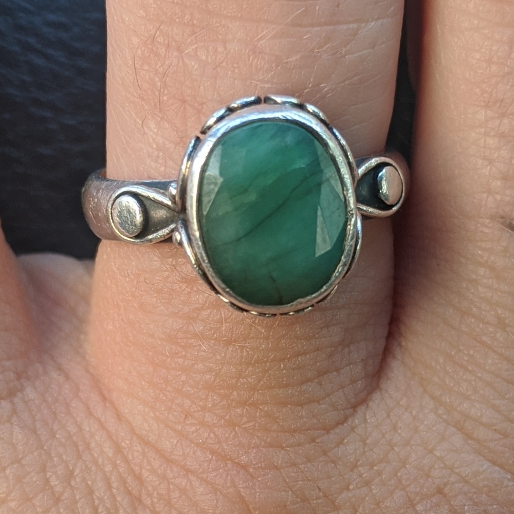 Amazonite Silver Cocktail Statement Ring - image 5